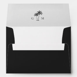 Gezeichnete Skizze Palmenbaum Monogramm Schwarze H