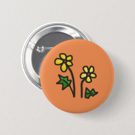 Gezeichnete süße Blumen-Gewohnheits-Farbe Button (Vorne & Hinten)