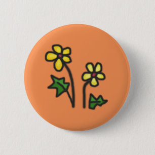 Gezeichnete süße Blumen-Gewohnheits-Farbe Button