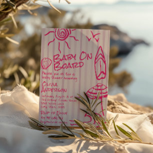 Gezeichnetes Baby an Bord Surf Sommer Mädchen Baby Einladung