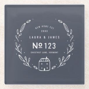 Gezeichnetes Blumen des neuen Hauses Hand Glasuntersetzer