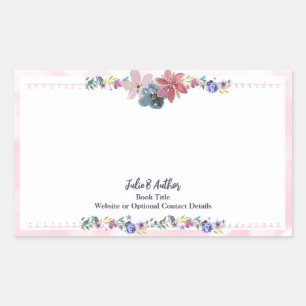 Gezeichnetes Buchzeichen für den Farbrosa-Autor Rechteckiger Aufkleber