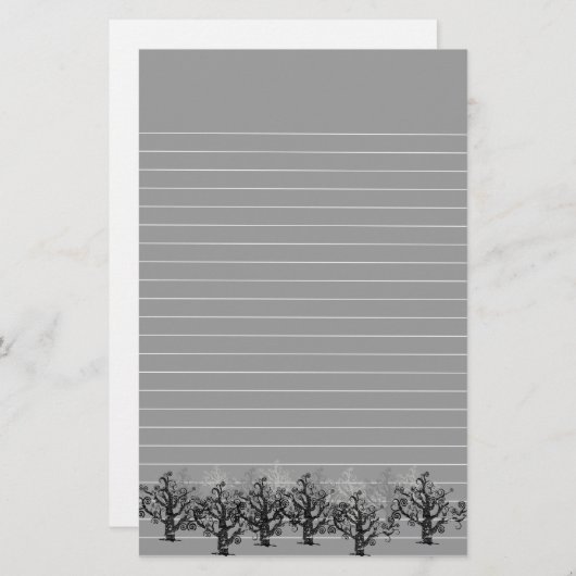 Gezeichnetes Grau mit Grenze der toten Bäume Briefpapier (Vorne/Hinten)