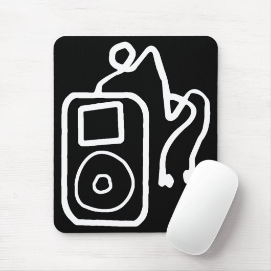 Gezeichnetes iPod schwarzes Mousepad (Mit Mouse)