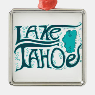 Gezeichnetes Logo Lake Tahoe Hand Silbernes Ornament