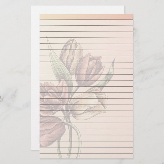 Gezeichnetes Papier mit Tulpen (Vorne/Hinten)