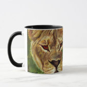 Gezeichnetes Porträt des Löwes u. des Tigers Hand Tasse (Links)