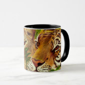 Gezeichnetes Porträt des Löwes u. des Tigers Hand Tasse (VorderseiteRechts)