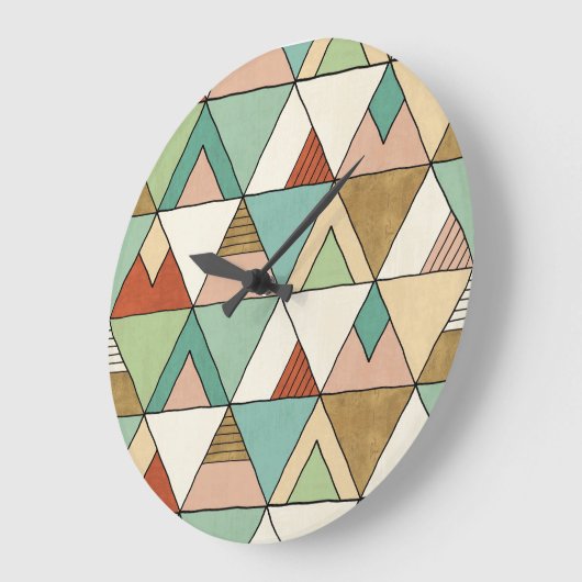 Gezeichnetes Stammes- Muster SüdwestenGeo Große Wanduhr (Winkel)