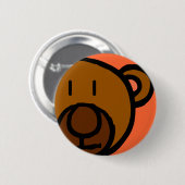 Gezeichnetes Teddy-Bärn-Gesicht Button (Vorne & Hinten)