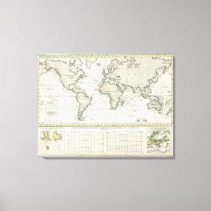 Gezeiten-Welle Atlas-Karte Leinwanddruck
