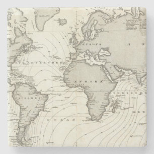 Gezeiten-Welle Atlas-Karte Steinuntersetzer