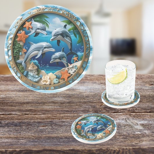 Gezeitenschätze Runder Sandstein Getränkeuntersetzer