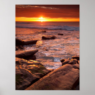 Gezeitentümpel bei Sonnenuntergang, Kalifornien Poster