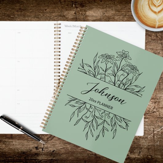 Gezichneter Blumenplaner Planer