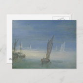 Gezicht op een dorp aan een rivier postkarte (Vorne/Hinten)