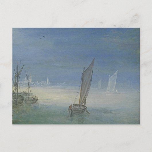 Gezicht op een dorp aan een rivier postkarte (Vorderseite)