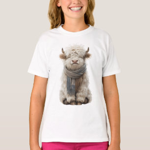 Gezielter Highland-Kuh-Schal für Kinder T-Shirt