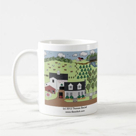 Gezierter Hügel-Bauernhof Kaffeetasse (Links)