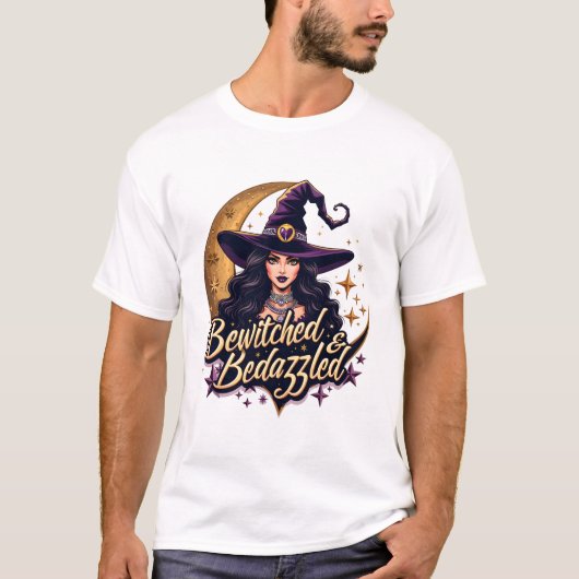Gezinkt und Verzaubert, glamouröses Halloween T-Shirt (Vorderseite)