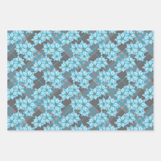 Gezinkte Pinguine Weihnachtsblumenmuster Geschenkpapier Set (Vorderseite 2)