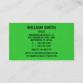 gezogen Bold Florescent Green Visitenkarte (Rückseite)