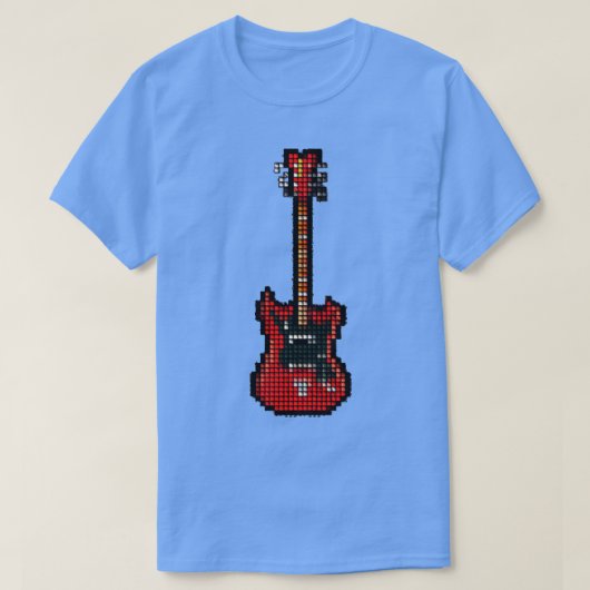 Gezogene Pixel Red 8-String Bass Guitar Upright T-Shirt (Design vorne)