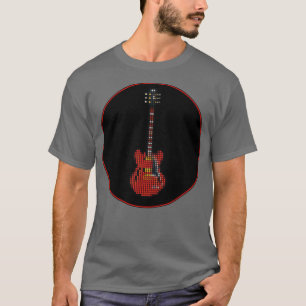gezogene Pixel Red SG Gitarre in einem schwarzen K T-Shirt