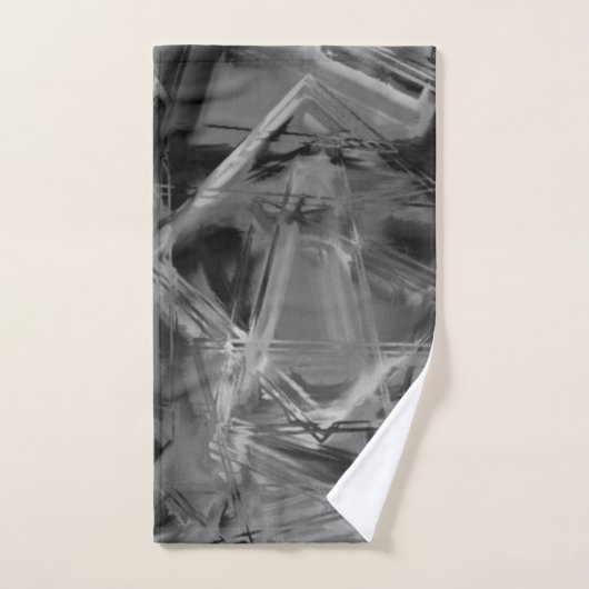 gezogene Quadrate, graue und schwarze Pinselstrich Badhandtuch Set (Handtuch)