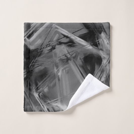 gezogene Quadrate, graue und schwarze Pinselstrich Badhandtuch Set (Waschlappen)