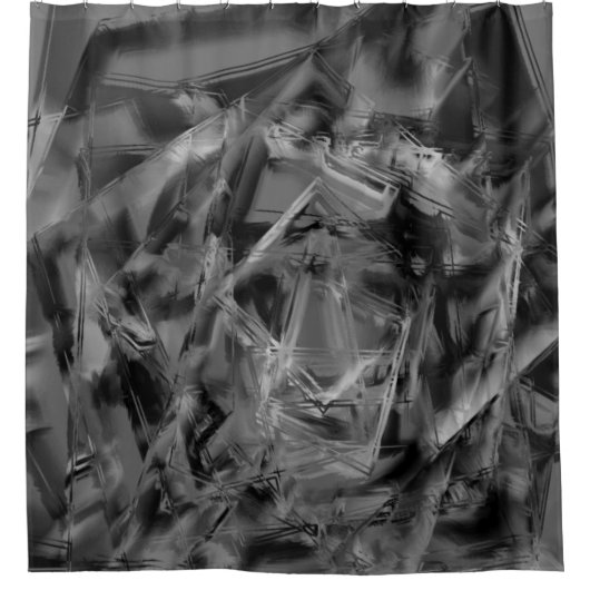 gezogene Quadrate, graue und schwarze Pinselstrich Duschvorhang (Vorderseite)