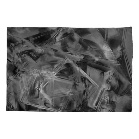 gezogene Quadrate, graue und schwarze Pinselstrich Kissenbezug (Rückseite-Links)