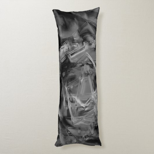 gezogene Quadrate, graue und schwarze Pinselstrich Seitenschläferkissen (Rückseite (Vertikal))