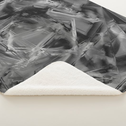 gezogene Quadrate, graue und schwarze Pinselstrich Sherpadecke (3/4)