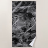 gezogene Quadrate, graue und schwarze Pinselstrich Strandtuch (Vorderseite)