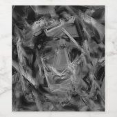 gezogene Quadrate, graue und schwarze Pinselstrich Weinetikett (Einzelnes Label)