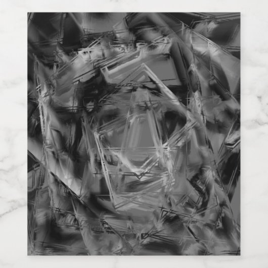 gezogene Quadrate, graue und schwarze Pinselstrich Weinetikett (Einzelnes Label)