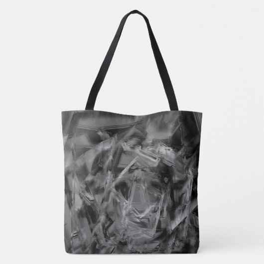 gezogene Quadrate, schwarz-graue Pinselstriche Tasche (Rückseite)