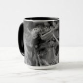 gezogene Quadrate, schwarz-graue Pinselstriche Tasse (Vorderseite Links)