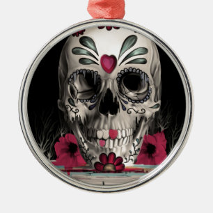 Gezogener Zucker, schmelzender Zuckerschädel Ornament Aus Metall