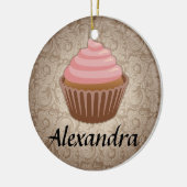 Gezter rosa und brauner Cupcake Keramikornament (Links)