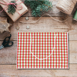 Gezücktes Gingham-Weihnachtsgeschenktasche groß Große Geschenktüte