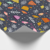 Gezwirnhäute und Zwerge Dunkelblaues Wintermuster Geschenkpapier (Ecke)