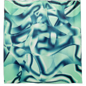 Gezwirnte, grünlich blaue Formen, schimmernde Zyan Duschvorhang (Vorderseite)