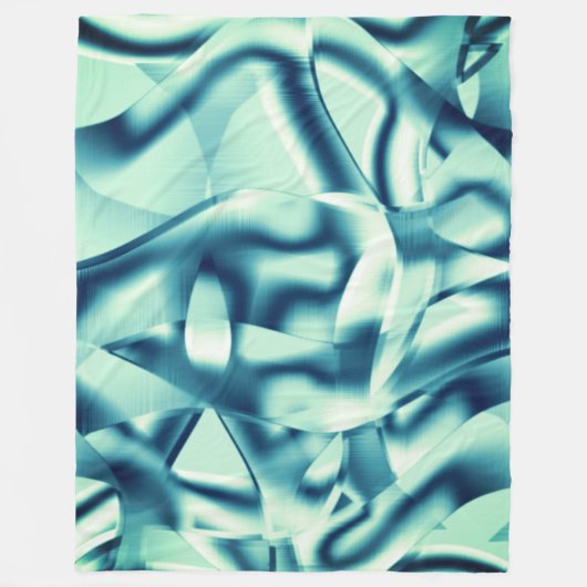 Gezwirnte, grünlich blaue Formen, schimmernde Zyan Fleecedecke (Vorderseite)