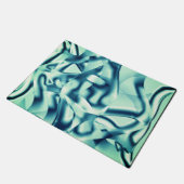 Gezwirnte, grünlich blaue Formen, schimmernde Zyan Fußmatte (Schrägansicht)