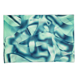 Gezwirnte, grünlich blaue Formen, schimmernde Zyan Kissenbezug