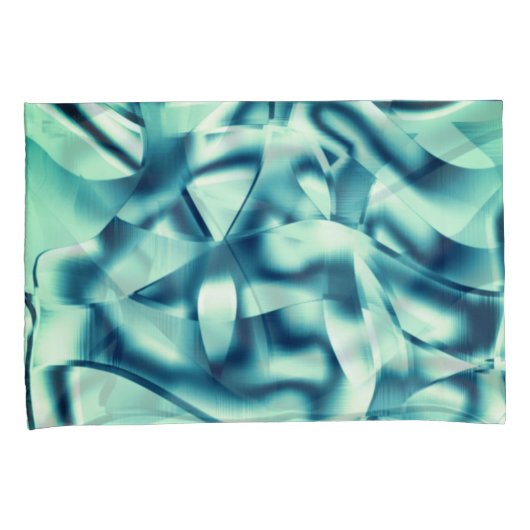 Gezwirnte, grünlich blaue Formen, schimmernde Zyan Kissenbezug (Vorderseite-Rechts)