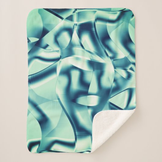 Gezwirnte, grünlich blaue Formen, schimmernde Zyan Sherpadecke (Vorderseite)