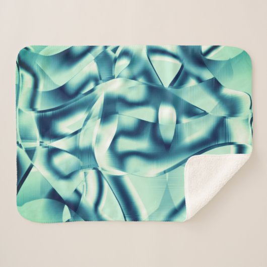 Gezwirnte, grünlich blaue Formen, schimmernde Zyan Sherpadecke (Vorderseite (Horizontal))